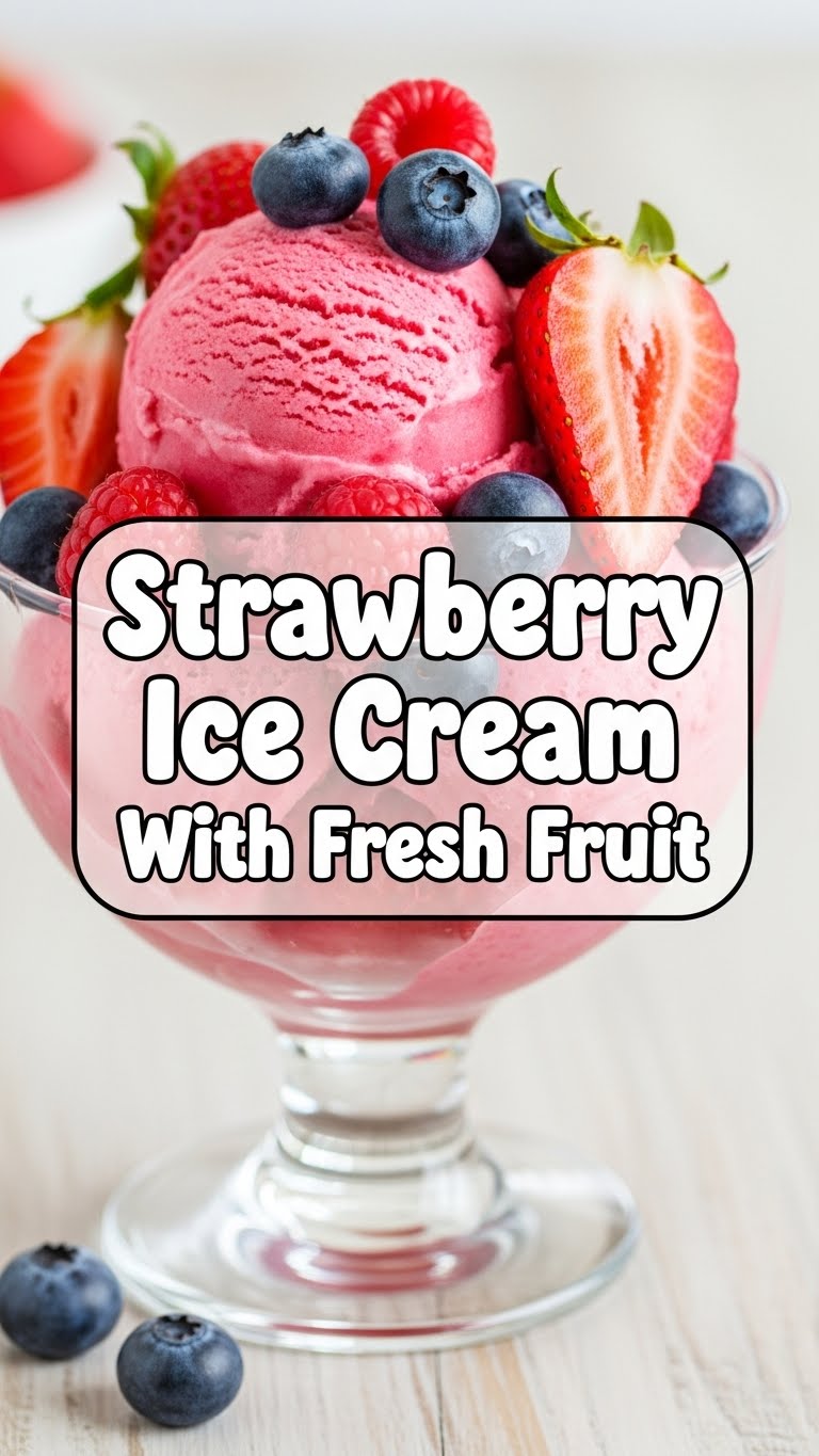 Strawberry Ice Cream With Fresh Fruit