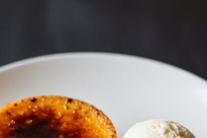 Creme Brulee Dessert With Ice Cream