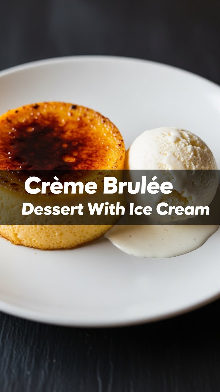 Creme Brulee Dessert With Ice Cream