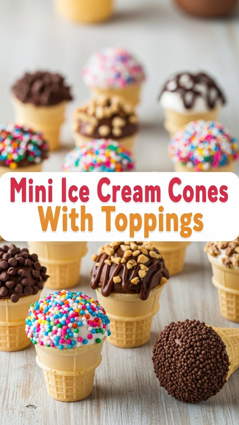 Mini Ice Cream Cones With Toppings