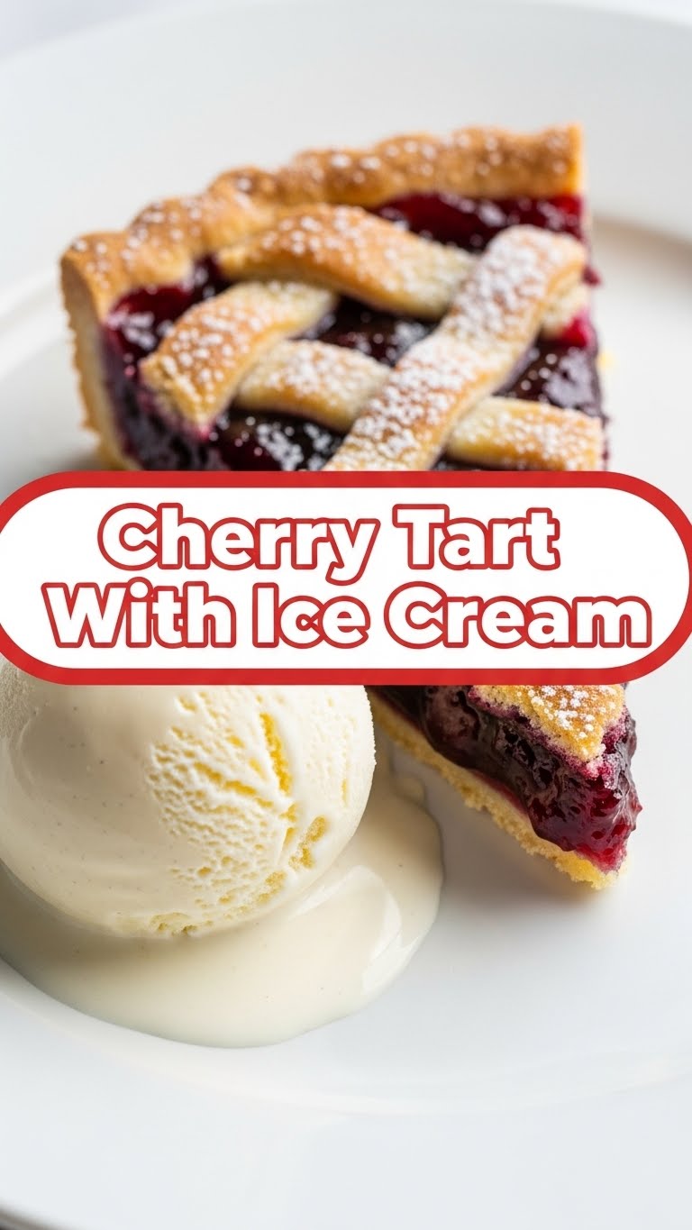Cherry Tart With Ice Cream
