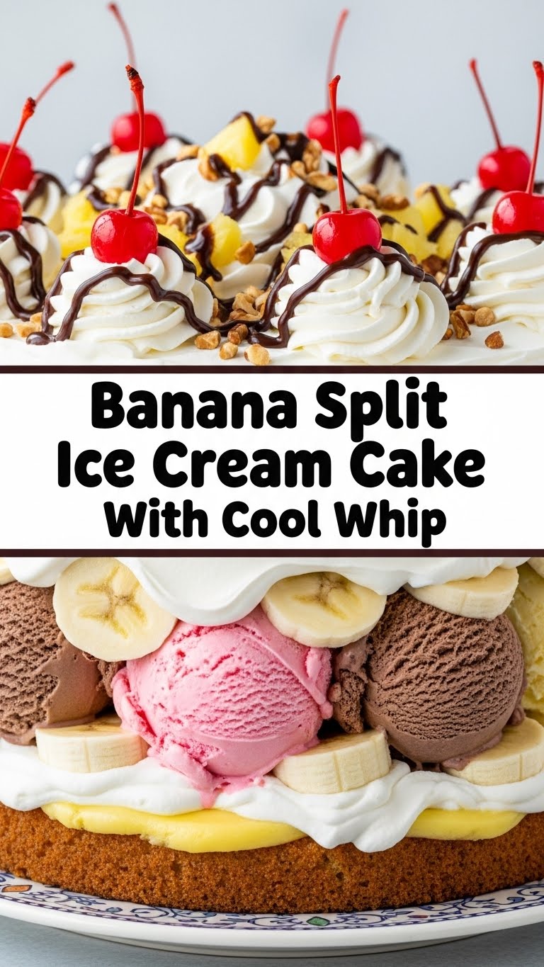 Banana Split Ice Cream Cake With Cool Whip
