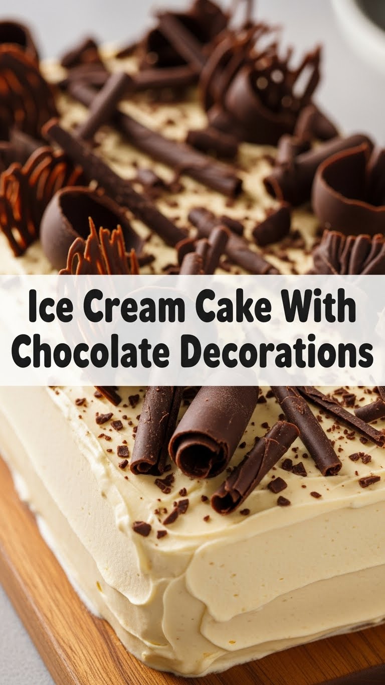 Ice Cream Cake With Chocolate Decorations