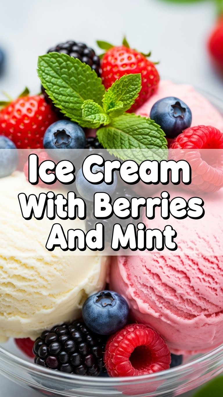 Ice Cream With Berries And Mint
