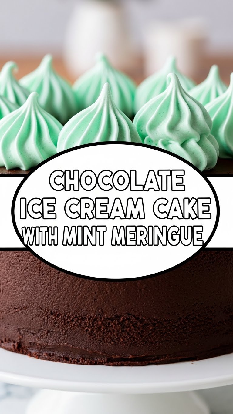 Chocolate Ice Cream Cake With Mint Meringue