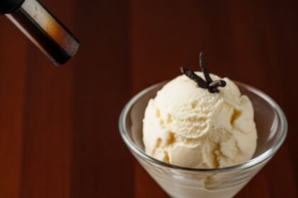 Creme Brulee Dessert With Ice Cream