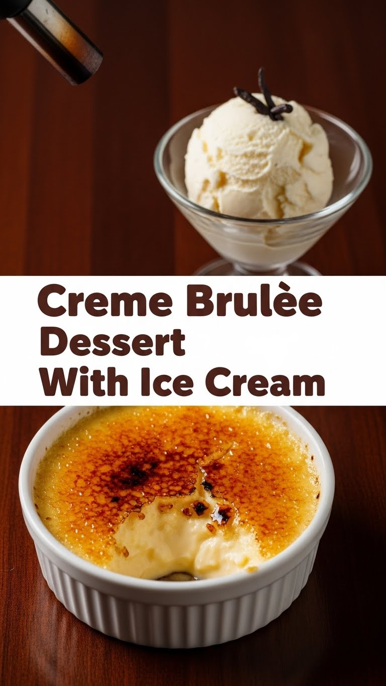 Creme Brulee Dessert With Ice Cream