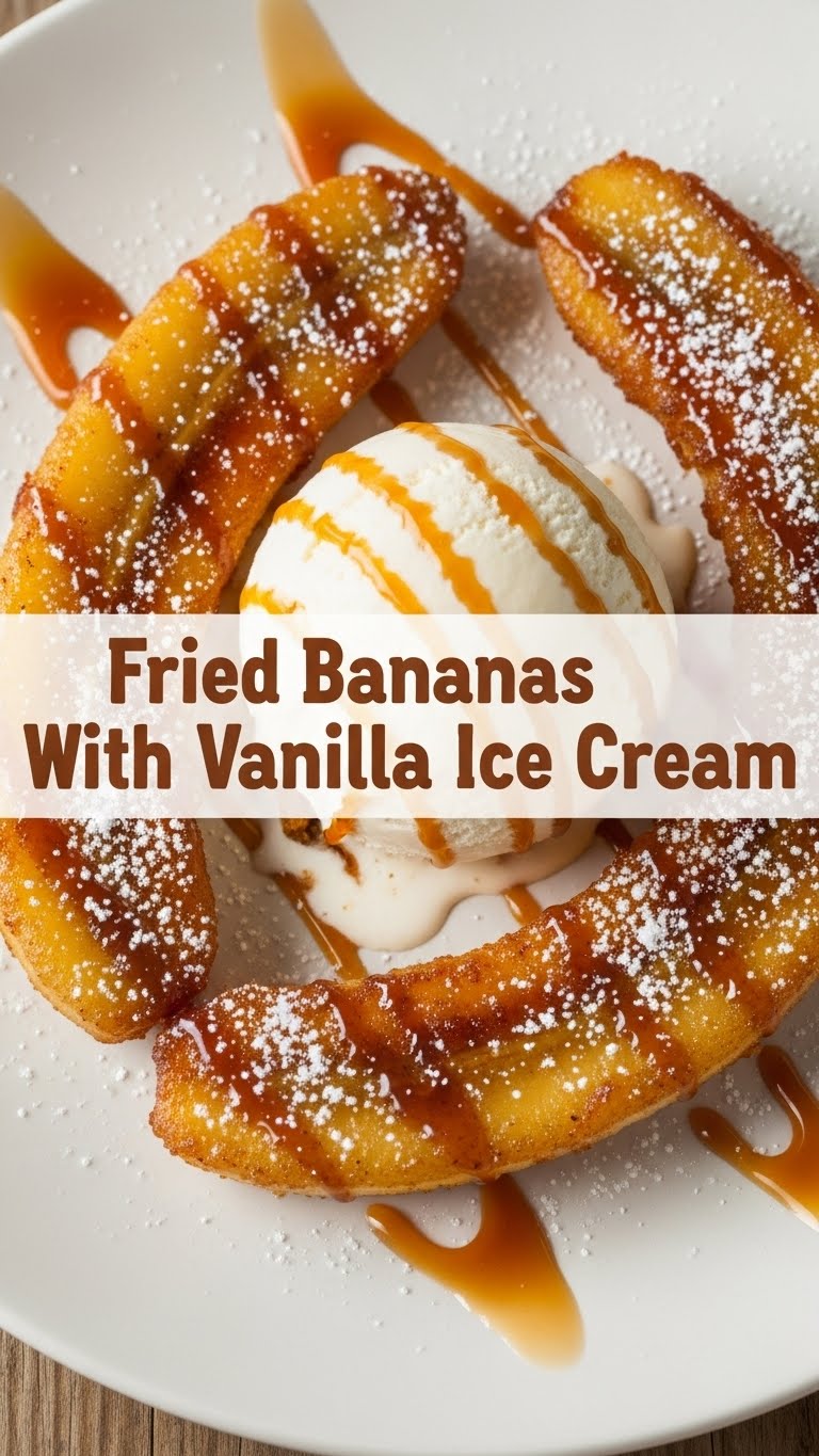 Fried Bananas With Vanilla Ice Cream