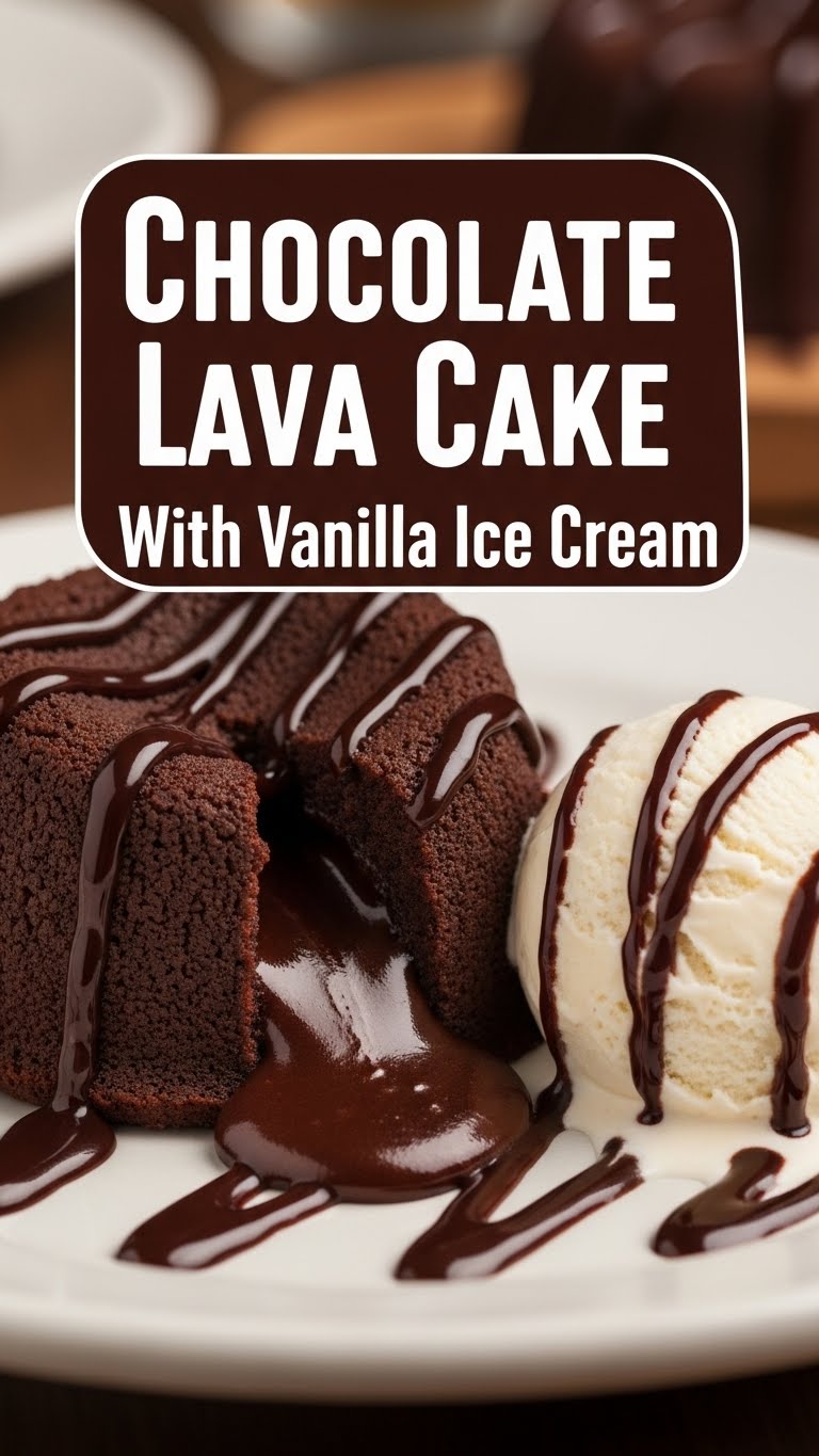 Chocolate Lava Cake With Vanilla Ice Cream