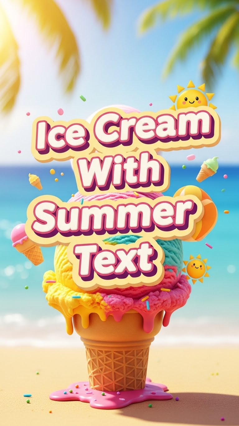 Ice Cream With Summer Text
