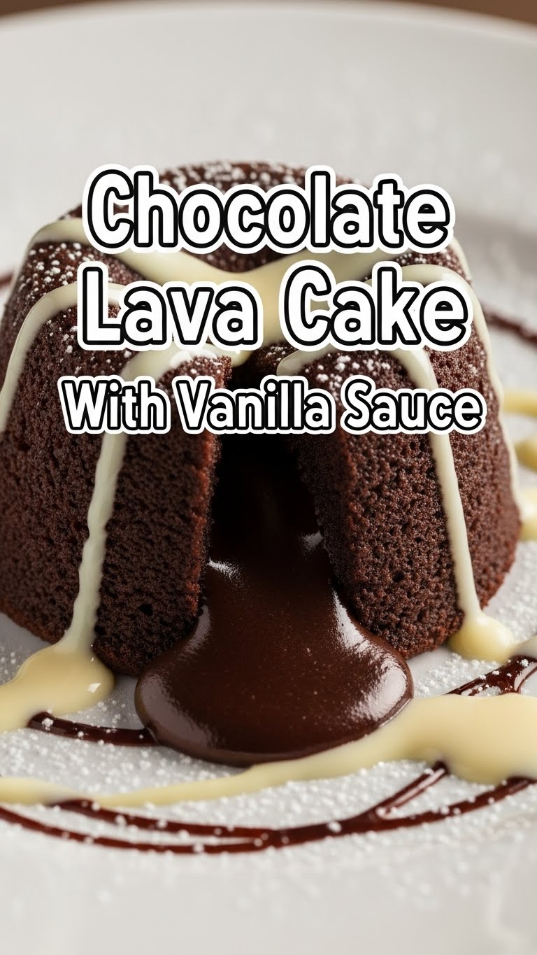 Chocolate Lava Cake With Vanilla Sauce
