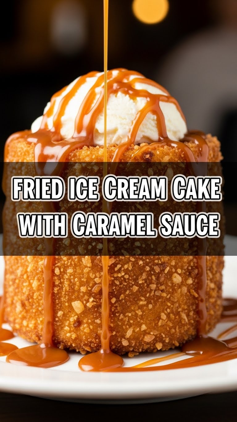 Fried Ice Cream Cake With Caramel Sauce
