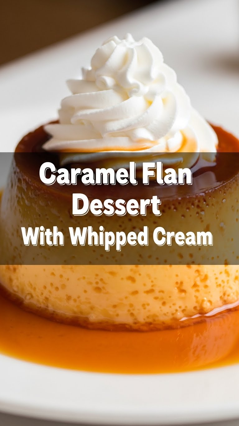 Caramel Flan Dessert With Whipped Cream