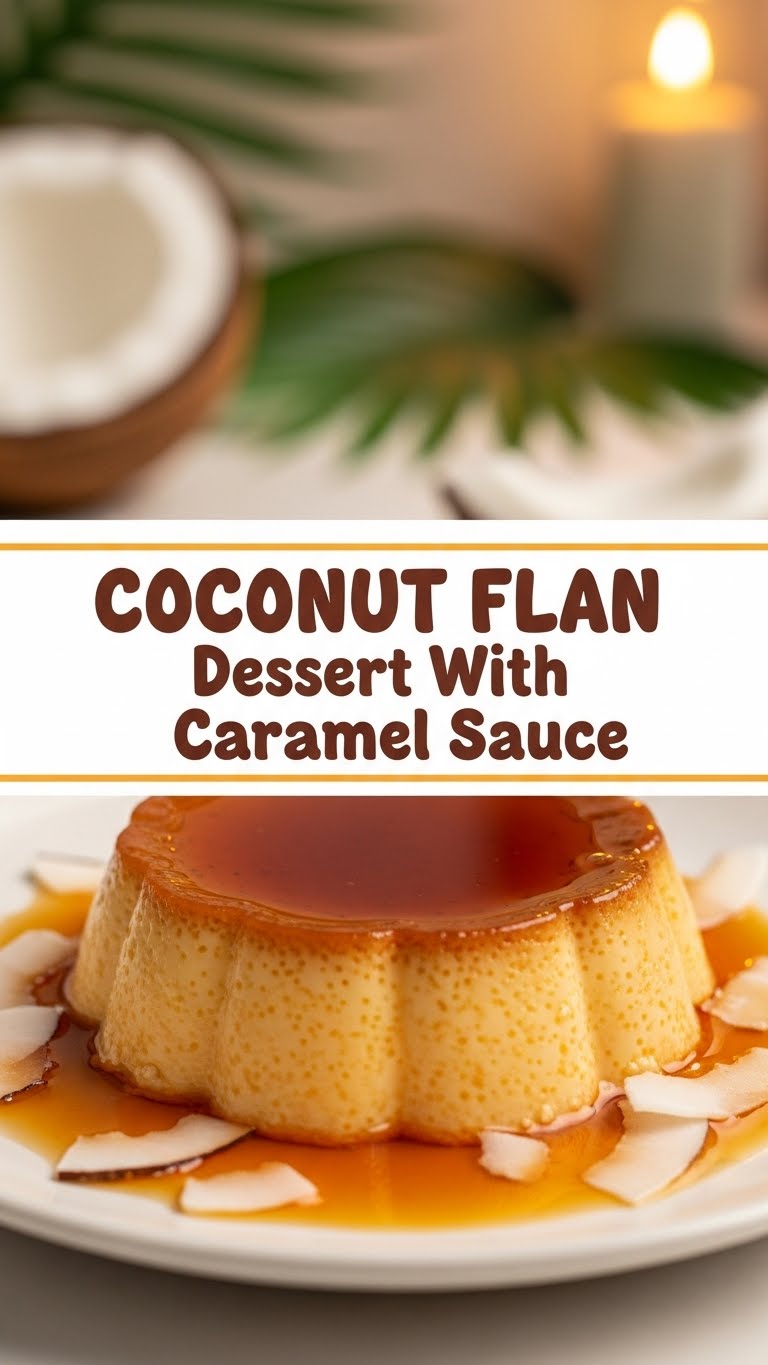 Coconut Flan Dessert With Caramel Sauce