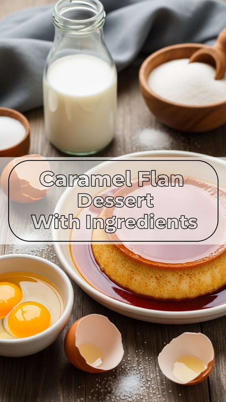 Caramel Flan Dessert With Ingredients