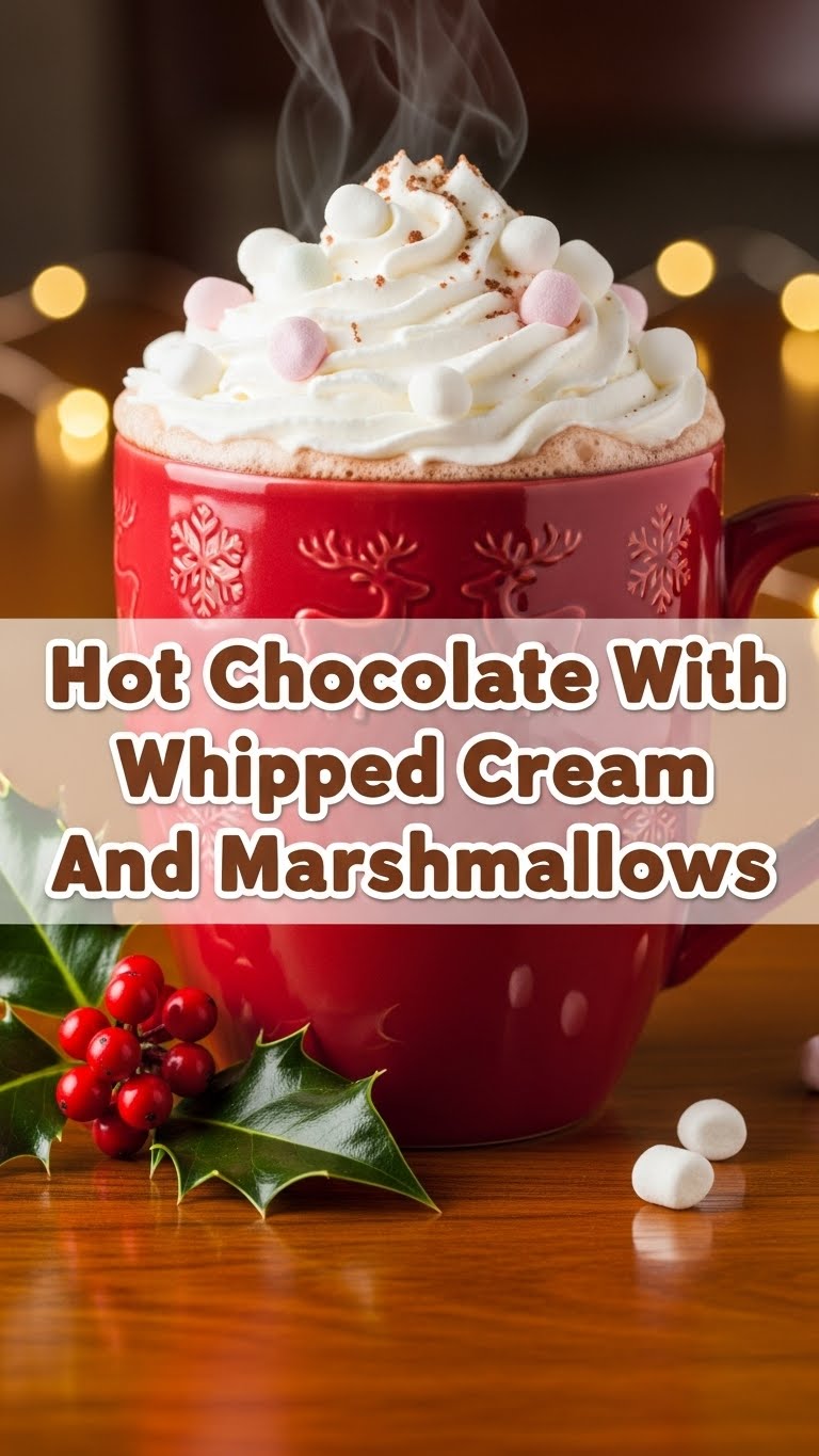 Hot Chocolate With Whipped Cream And Marshmallows