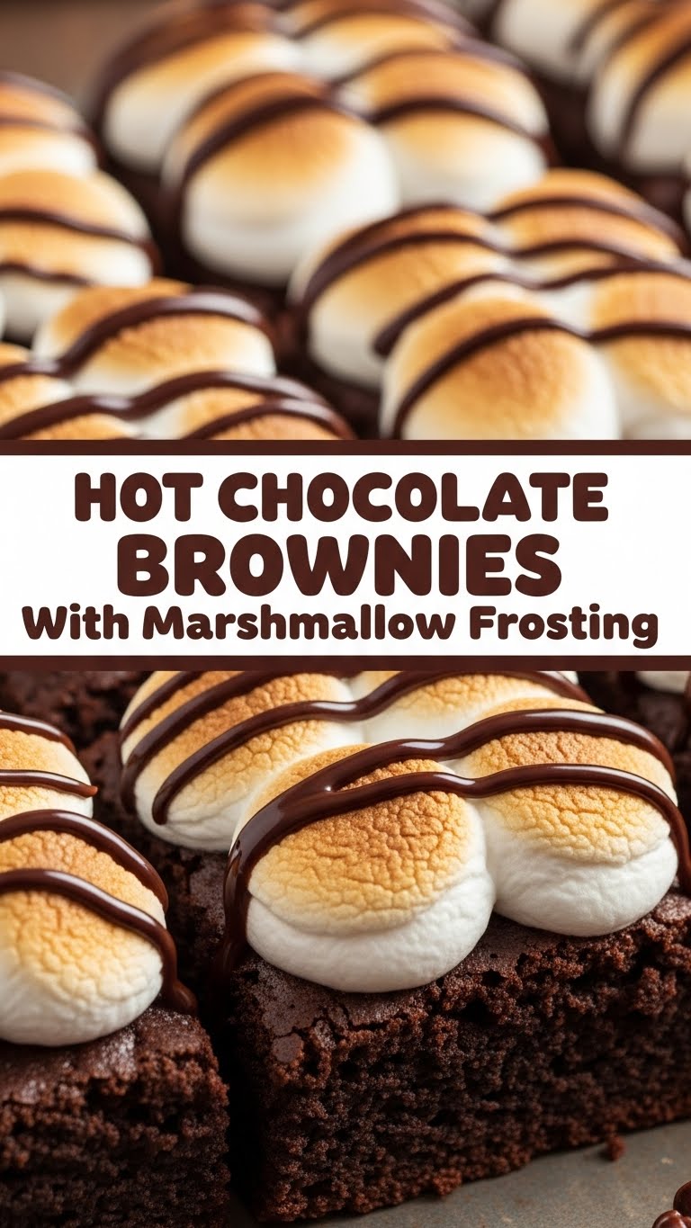 Hot Chocolate Brownies With Marshmallow Frosting