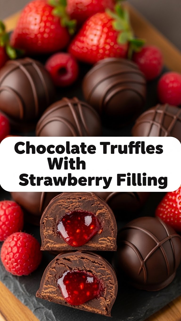Chocolate Truffles With Strawberry Filling