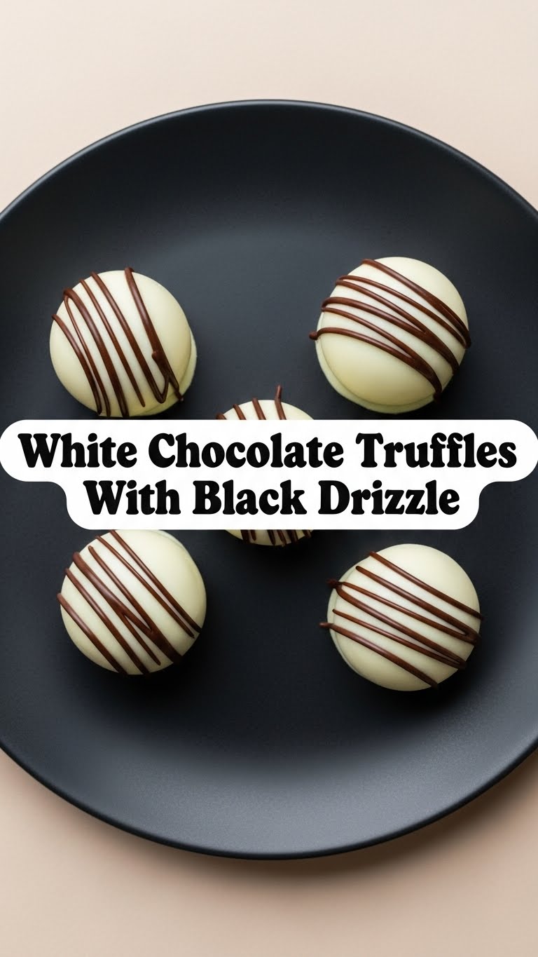 White Chocolate Truffles With Black Drizzle
