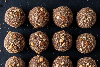 Chocolate Truffles With Almond Topping