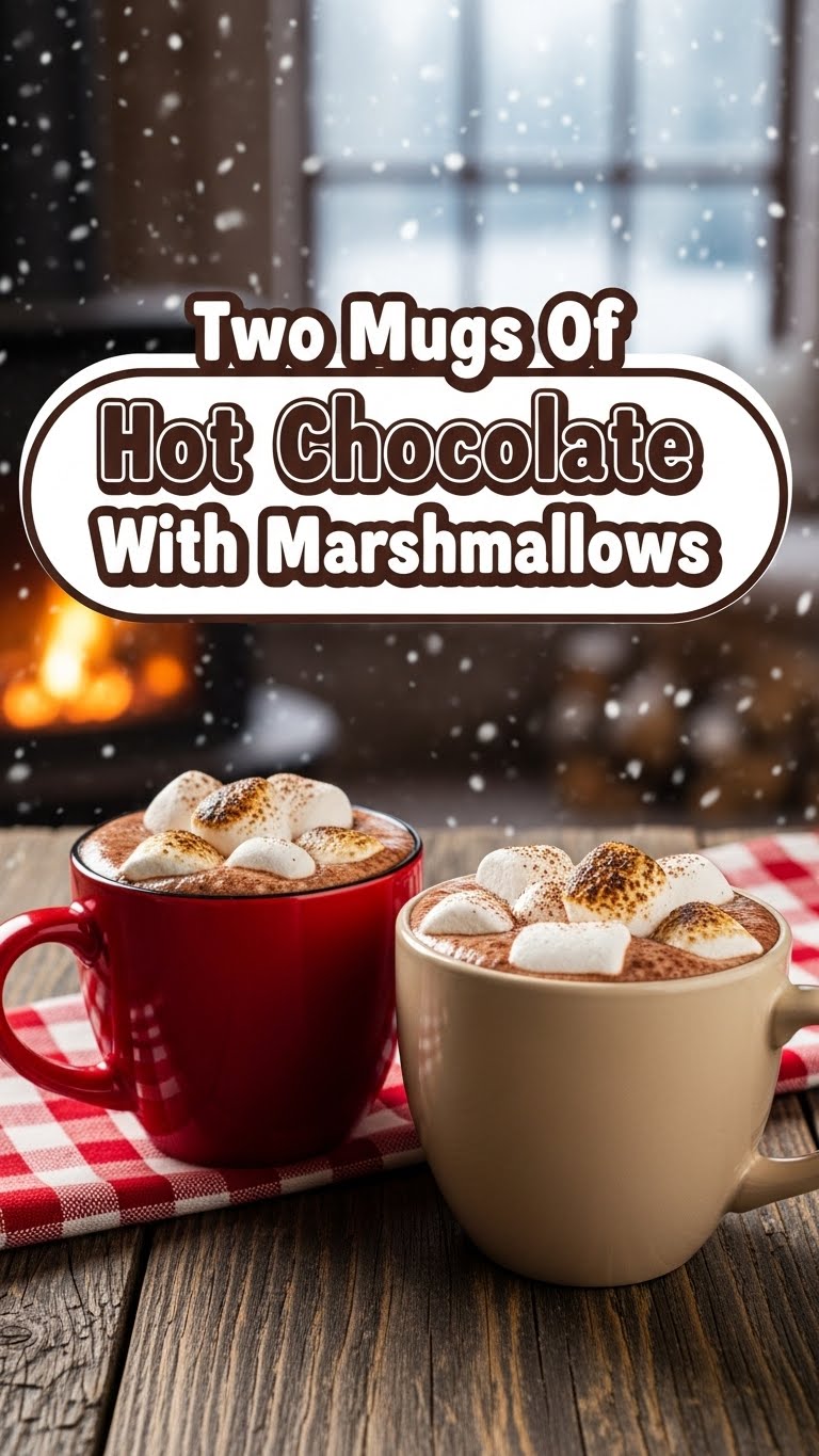 Two Mugs Of Hot Chocolate With Marshmallows