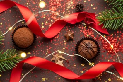 Chocolate Truffles With Red Ribbon