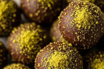 Chocolate Truffles With Pistachio Topping