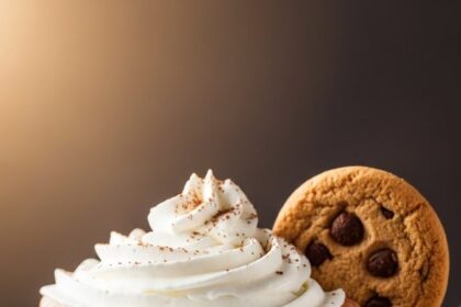 Hot Chocolate With Whipped Cream And Cookie