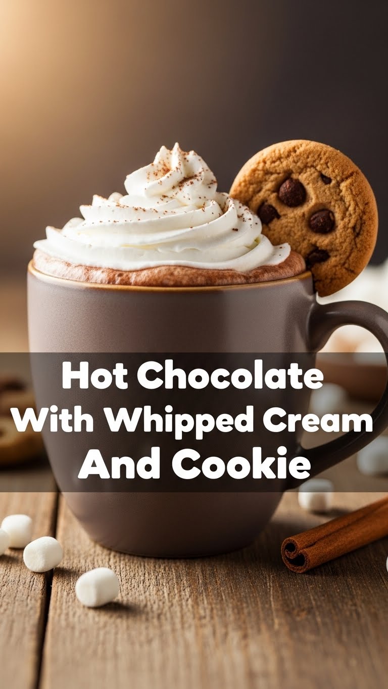 Hot Chocolate With Whipped Cream And Cookie