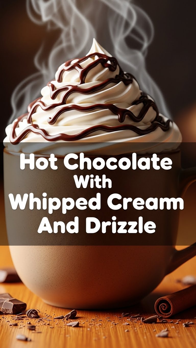 Hot Chocolate With Whipped Cream And Drizzle