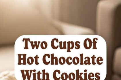 Two Cups Of Hot Chocolate With Cookies