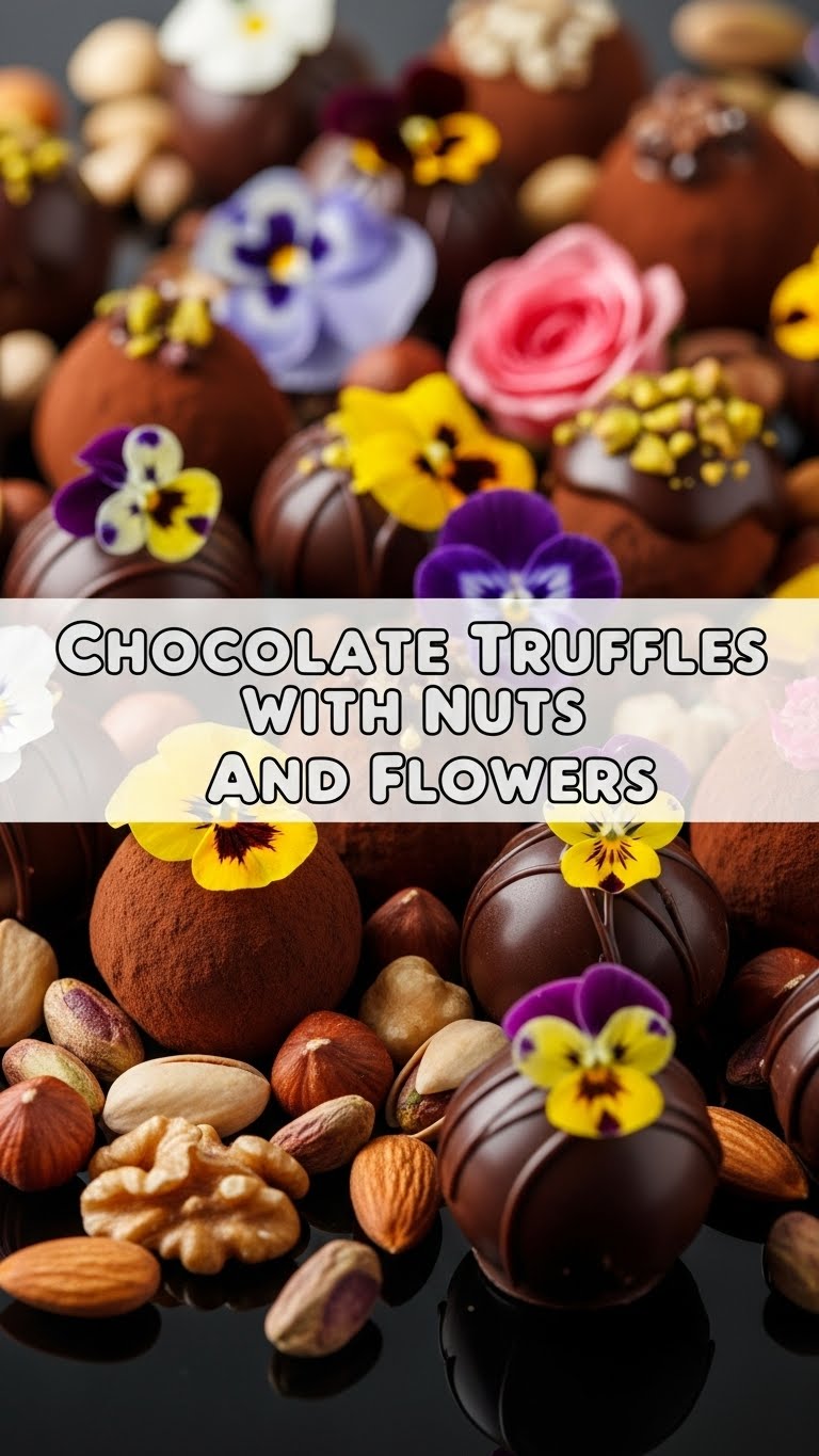 Chocolate Truffles With Nuts And Flowers