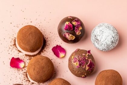 Chocolate-Covered Truffles With Rose Petals