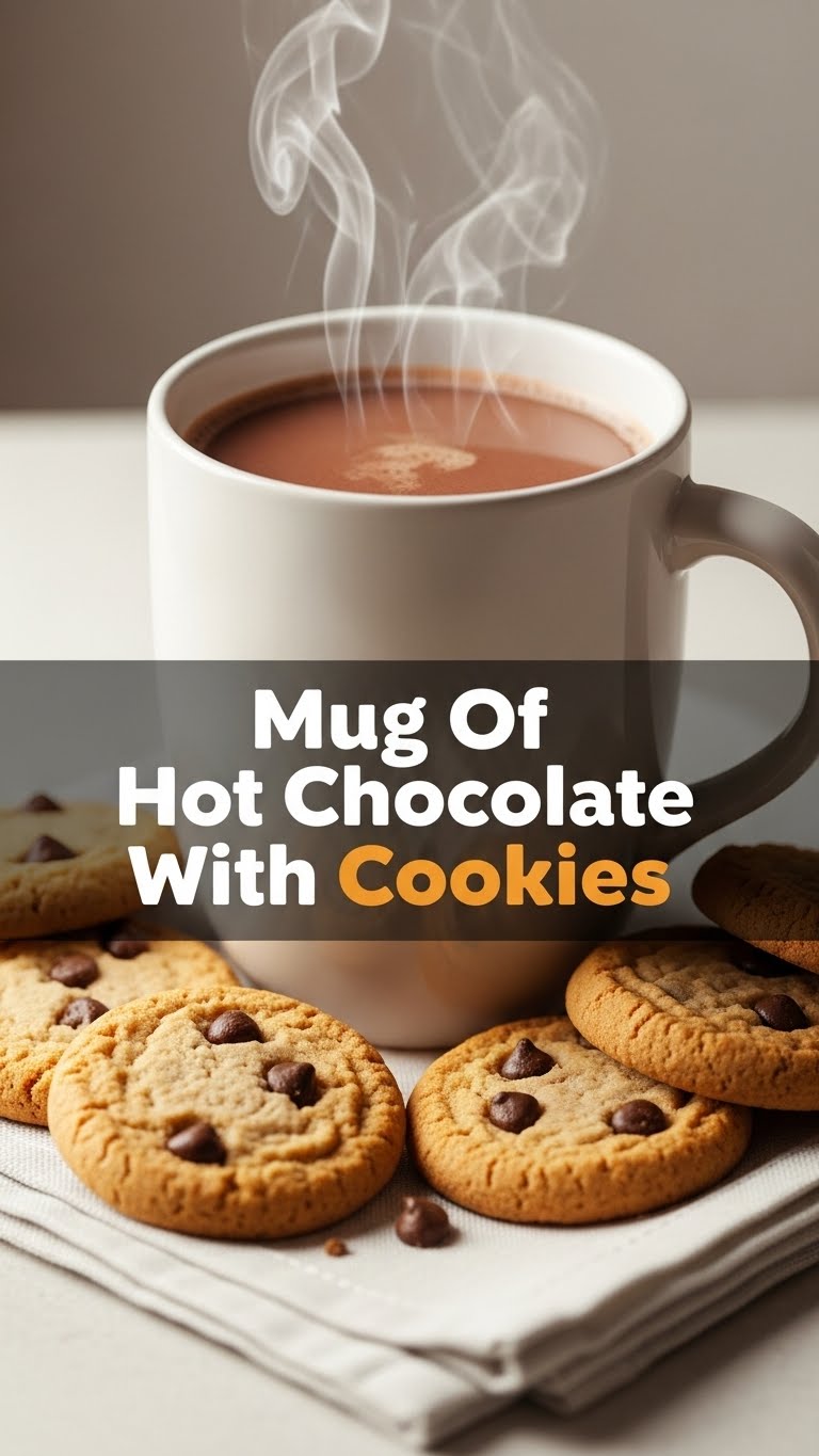 Mug Of Hot Chocolate With Cookies