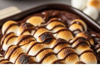 Hot Chocolate Brownies With Toasted Marshmallows