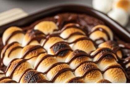 Hot Chocolate Brownies With Toasted Marshmallows