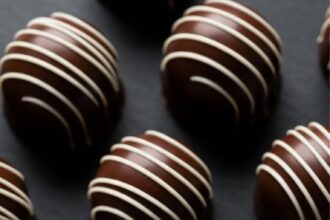Chocolate Truffles With White Stripes