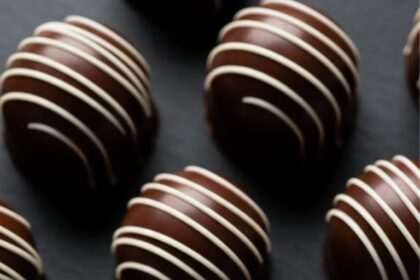 Chocolate Truffles With White Stripes