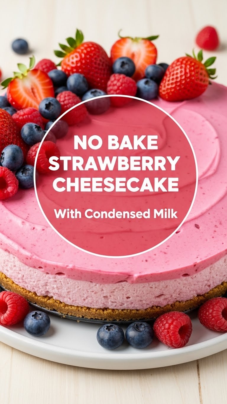 No Bake Strawberry Cheesecake With Condensed Milk