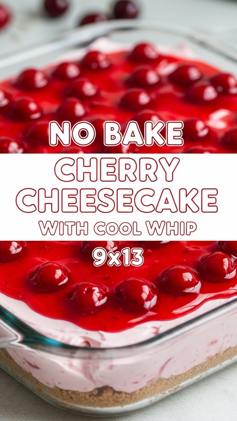 No Bake Cherry Cheesecake With Cool Whip 9x13