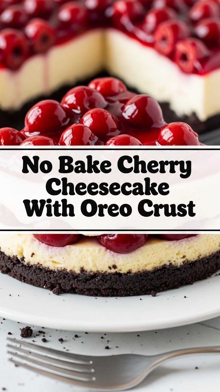 No Bake Cherry Cheesecake With Oreo Crust