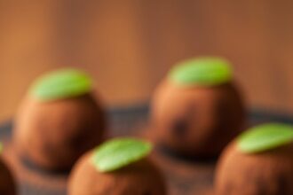 Chocolate Truffles With Mint Leaves