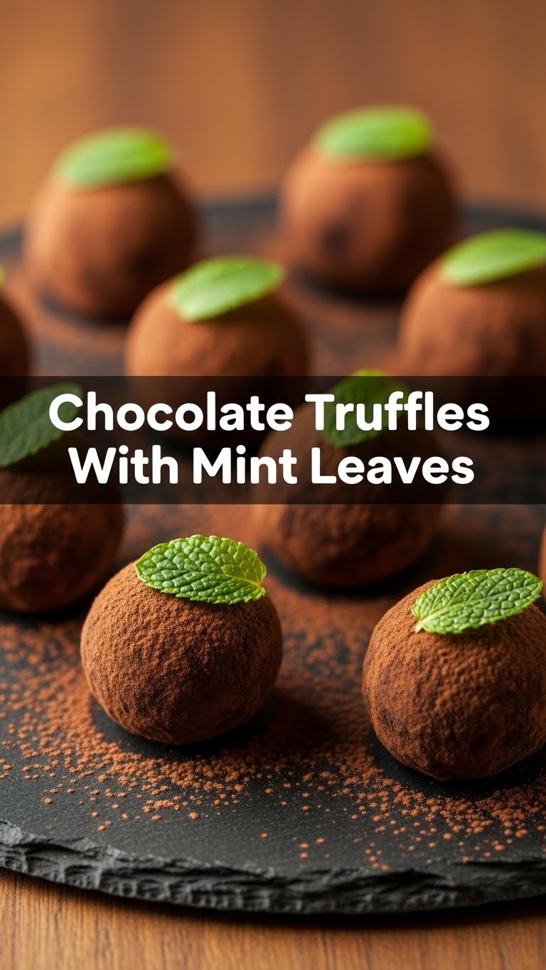 Chocolate Truffles With Mint Leaves