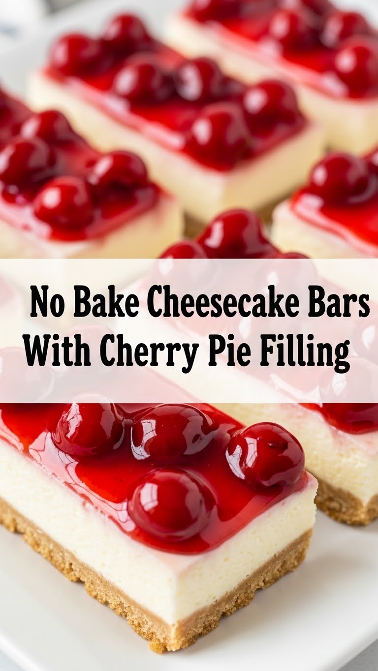 No Bake Cheesecake Bars With Cherry Pie Filling