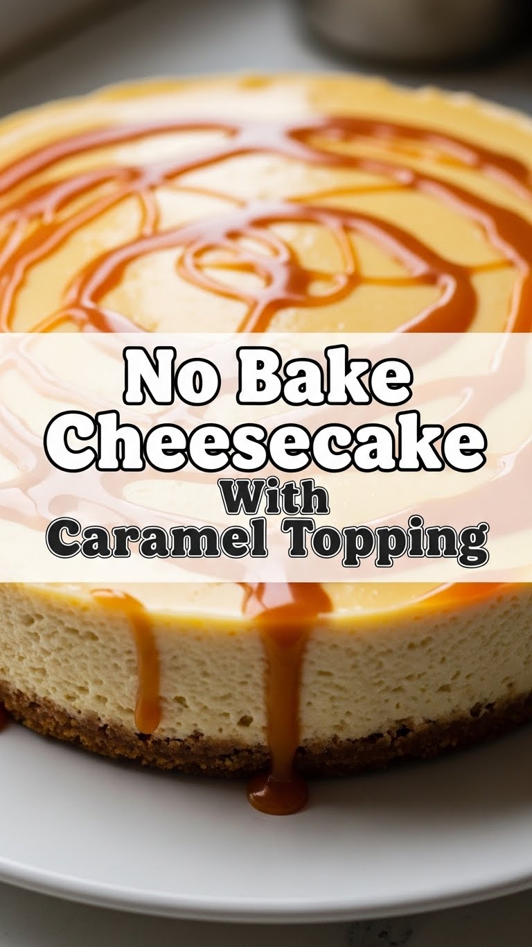 No Bake Cheesecake With Caramel Topping