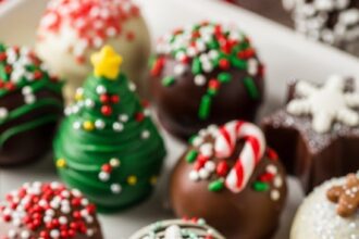 Chocolate Truffles With Holiday Decorations