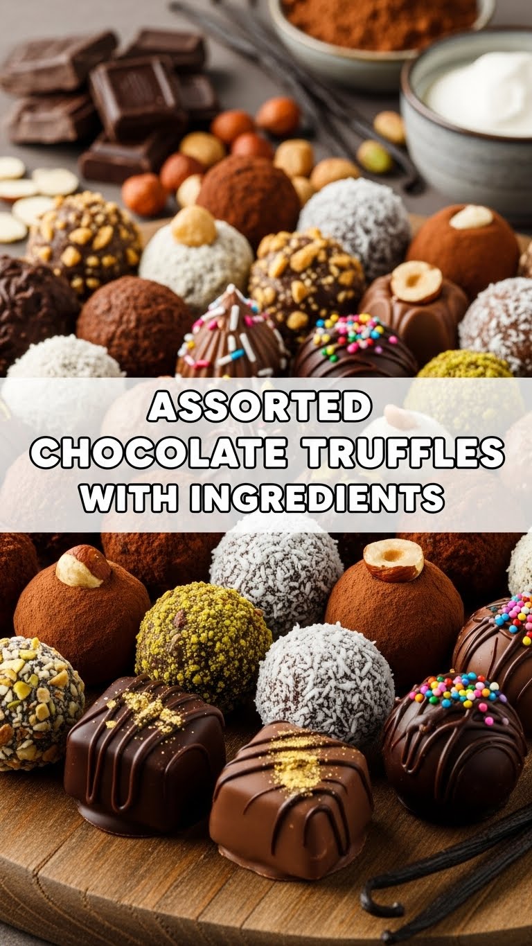 Assorted Chocolate Truffles With Ingredients