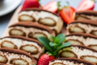 Dessert Platter With Tiramisu And Strawberries