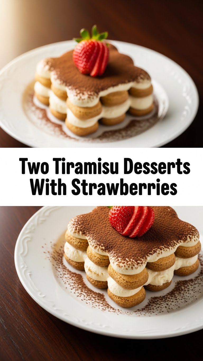 Two Tiramisu Desserts With Strawberries