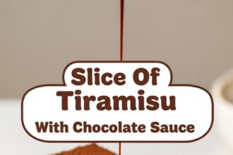 Slice Of Tiramisu With Chocolate Sauce